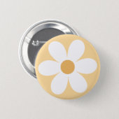 Retro daisy yellow boho button (Front & Back)