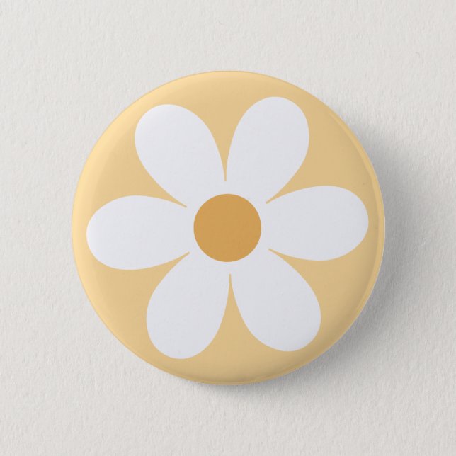 Retro daisy yellow boho button (Front)