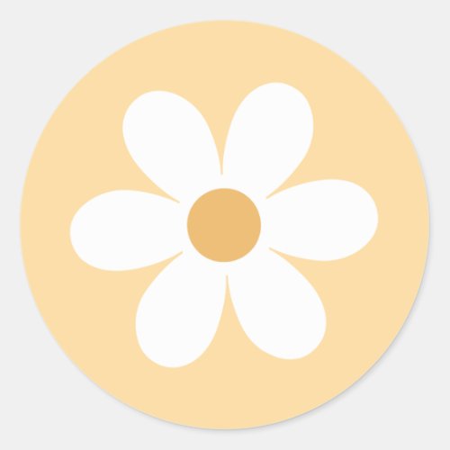 Retro daisy yellow boho classic round sticker