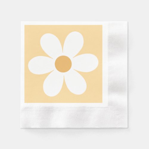 Retro daisy yellow boho napkins