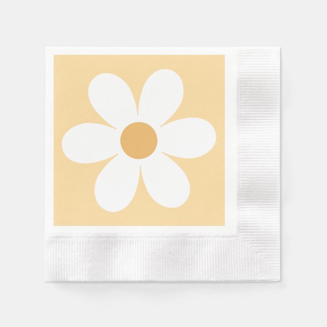 Retro daisy yellow boho napkins (Front)