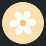 Retro daisy yellow boho return address label<br><div class="desc">Retro inspired first birthday return address labels with 70's style daisies and boho fonts and colors.</div>