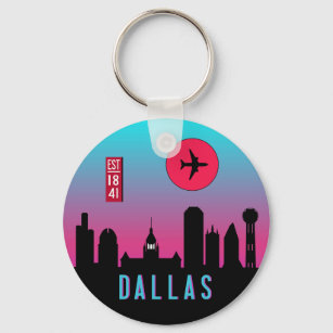 Retro Dallas City Texas Skyline Cityscape Souvenir Keychain