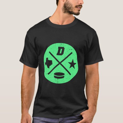 Retro Dallas Hockey Classic Distressed Design T_Shirt