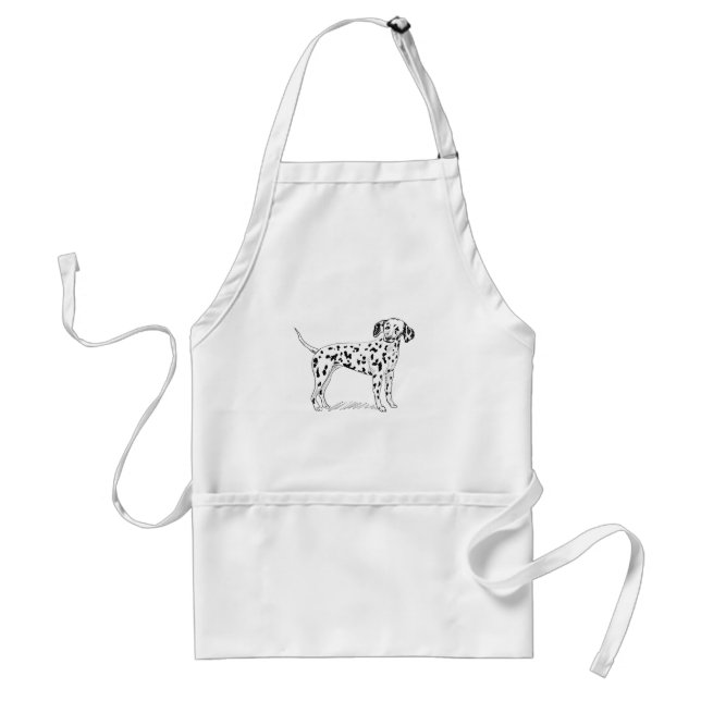 Retro Dalmatian Sketch Looking Aside Adult Apron (Front)