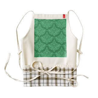 Retro Damask Brocade Emerald Green Zazzle HEART Apron