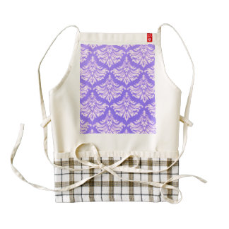 Retro Damask Brocade Lavender Purple Zazzle HEART Apron