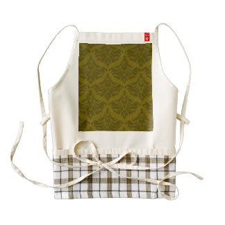 Retro Damask Brocade Woodland Sage Green Zazzle HEART Apron