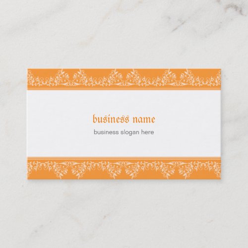 Retro Damask Filigree Elegant Orange Business Card Templates