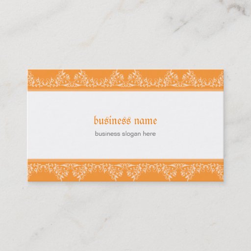 Customizable Retro Damask Filigree Elegant Orange Business Card Templates