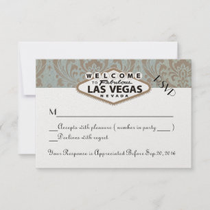 Retro Damask Floral Las Vegas Wedding RSVP