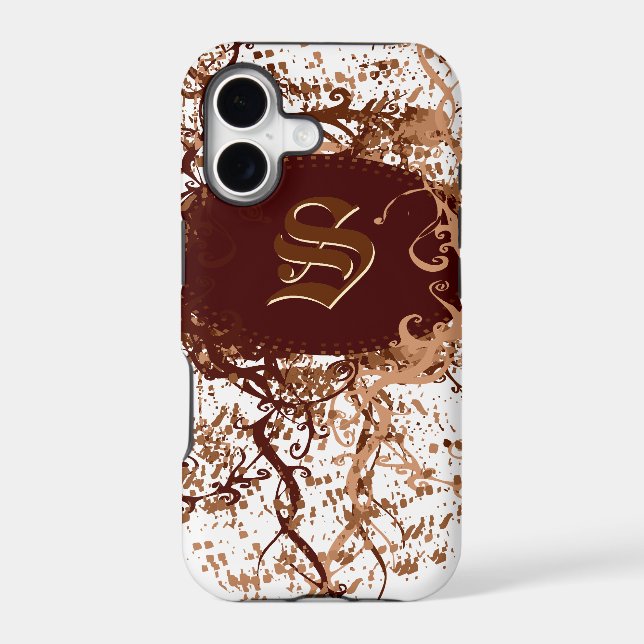 Retro Damask Pattern with Monogram Letter S Iphone Case (Back)