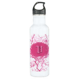 Retro Damask Pattern with Monogram Letter V Stainless Steel Water Bottle
