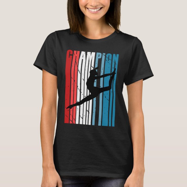 Retro Dance Birthday Champion Silhouette Red White T-Shirt (Front)