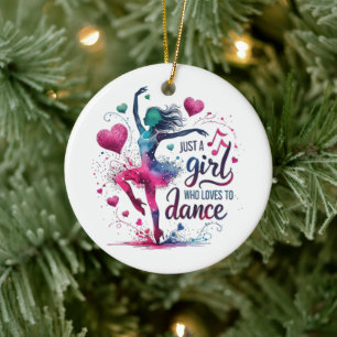 Retro Dance Just A Girl Who Loves to Dance Ceramic Ornament