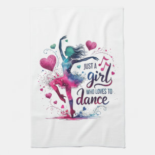 Retro Dance Just A Girl Who Loves to Dance Kitchen Towel