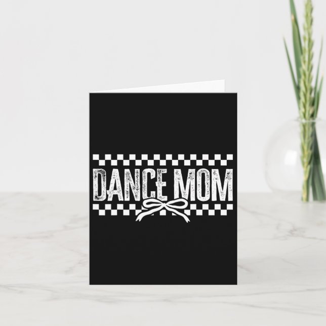 Retro Dance Mom Coquette Bow Checkered Dance Mama  Card (Front)