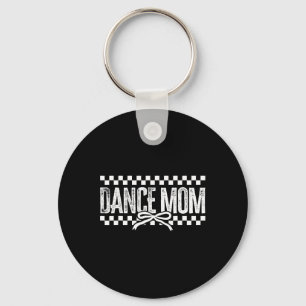 Retro Dance Mom Coquette Bow Checkered Dance Mama Keychain