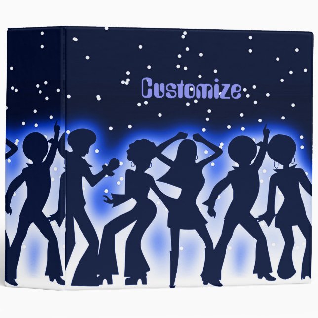 Retro Dance Party Blue 3 Ring Binder (Front/Spine)