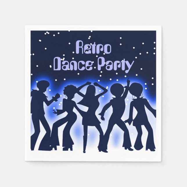 Retro Dance Party Blue Napkins (Front)