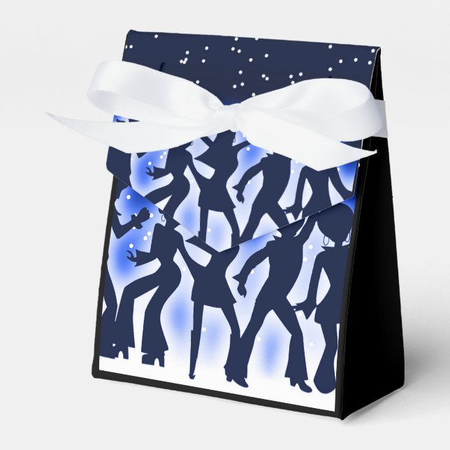 Retro Dance Party Blue Tent Favor Boxes (Front Side)