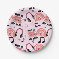 Retro Dance Party Music Pattern  Paper Plates