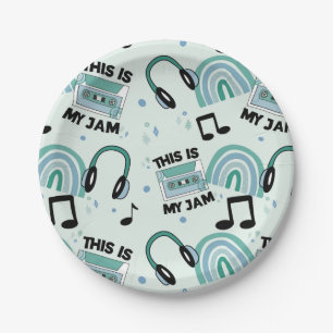 Retro Dance Party Music Pattern  Paper Plates