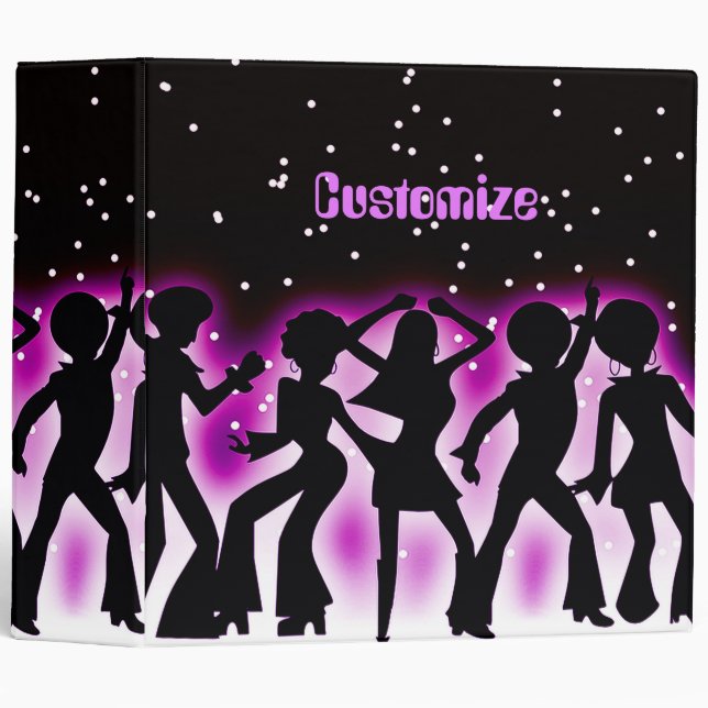 Retro Dance Party Pink 3 Ring Binder (Front/Spine)