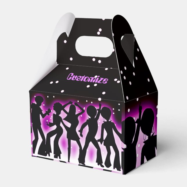Retro Dance Party Pink Gable Favor Boxes (Front Side)