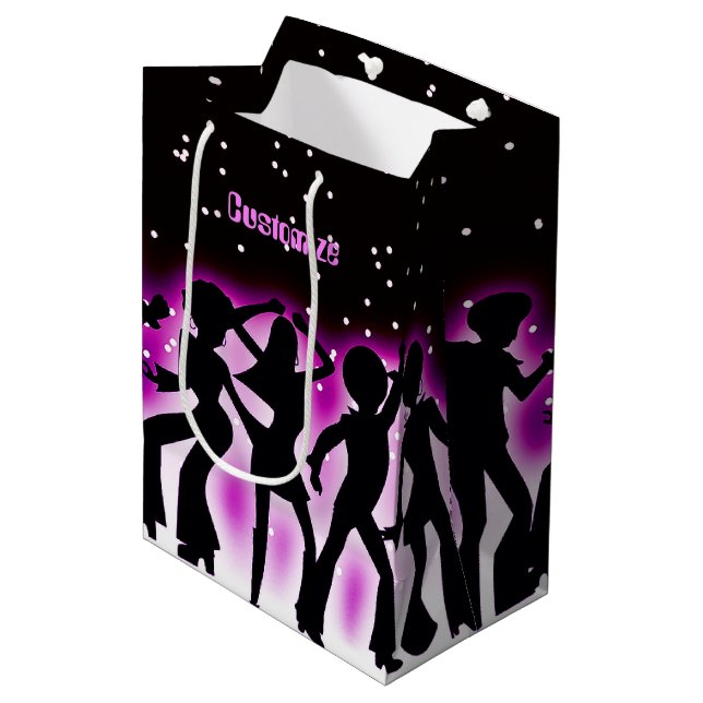 Retro Dance Party Pink Medium Gift Bag (Front Angled)