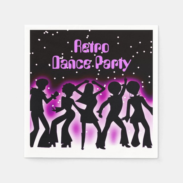 Retro Dance Party Pink Napkins (Front)
