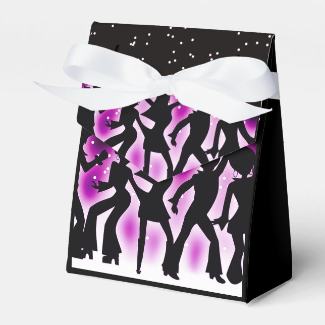 Retro Dance Party Pink Tent Favor Boxes (Front Side)