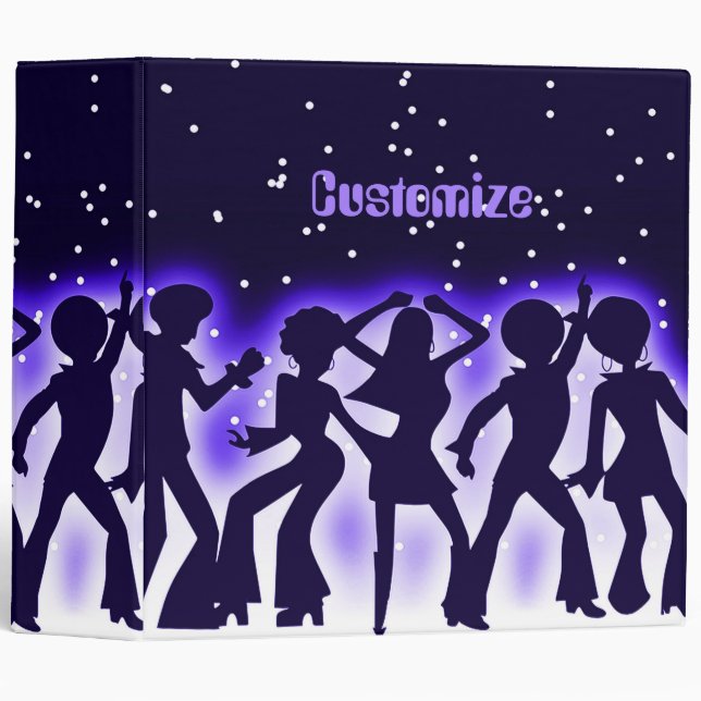 Retro Dance Party Purple 3 Ring Binder (Front/Spine)