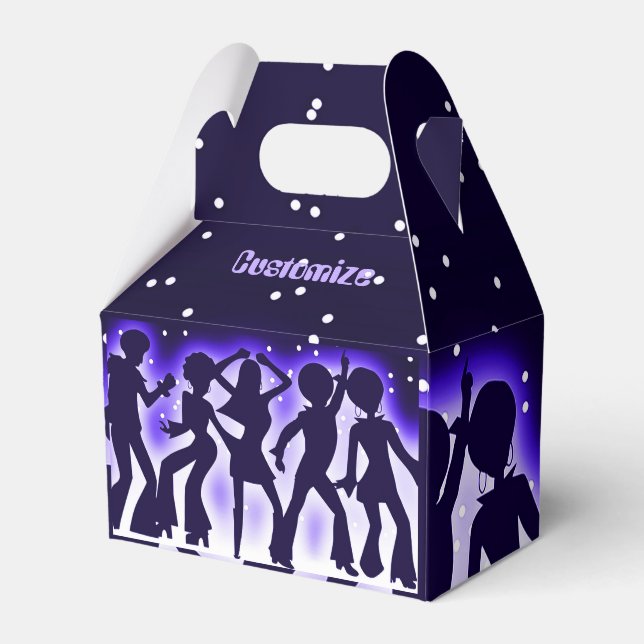 Retro Dance Party Purple Gable Favor Boxes (Front Side)
