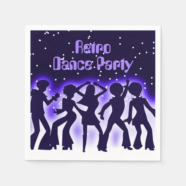 Retro Dance Party Purple Napkins (Front)