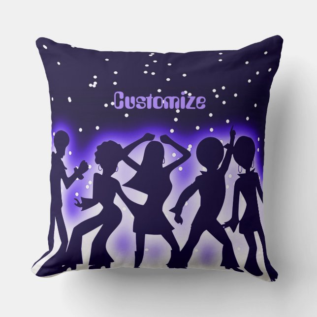 Retro Dance Party Purple  Throw Pillow (Front)