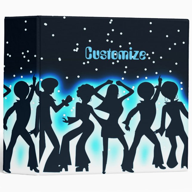 Retro Dance Party Teal  3 Ring Binder (Front/Spine)