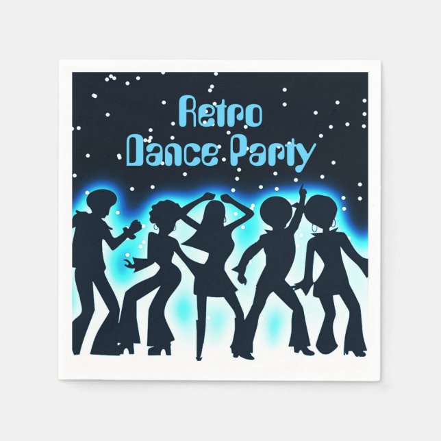 Retro Dance Party Teal  Napkins (Front)