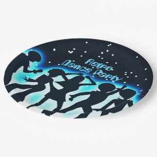 Retro Dance Party Teal Paper Plates
