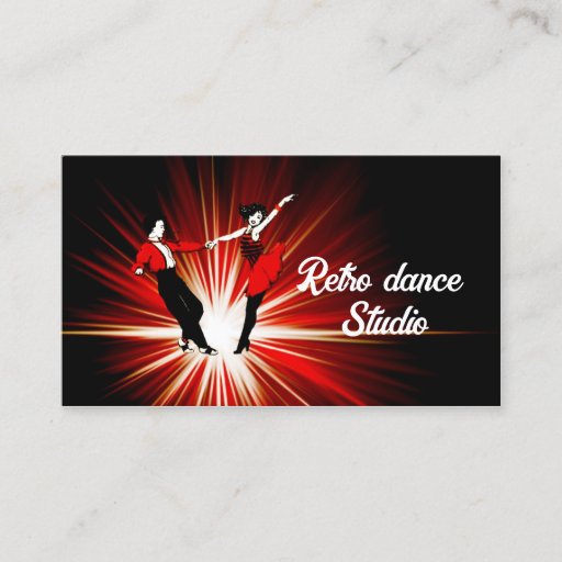 Customizable Retro Style Dance Studio Business Card