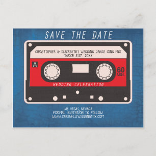 Retro Dance Tape Mix Wedding Save The Date Announcement Postcard