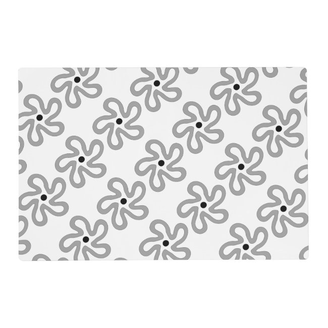 Retro Dancing Gray Flower Pattern Placemat