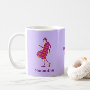 Retro Dancing Queen Purple Custom Name Coffee Mug