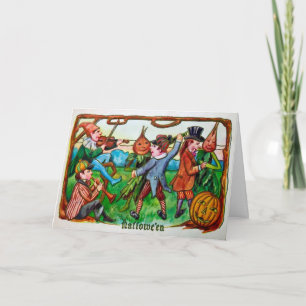 Retro Dancing With Veggies Halloween Card