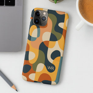 Retro Dark Colors Amorphous Shapes Art Pattern iPhone 16 Pro Max Case