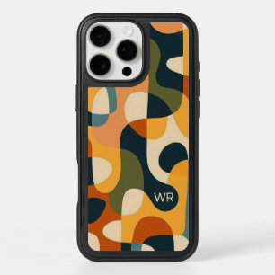 Retro Dark Colors Amorphous Shapes Art Pattern iPhone 16 Pro Max Case