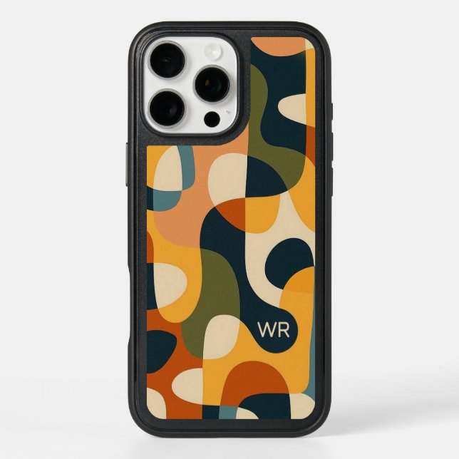 Retro Dark Colors Amorphous Shapes Art Pattern Otterbox iPhone Case (Back)