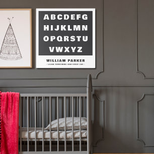 Retro Dark Gray Alphabet Custom Name Baby Nursery Acrylic Print