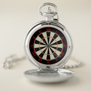 Retro Dartboard Sports Theme Pocket Watch