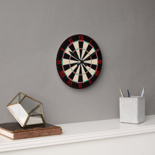 Retro Dartboard Sports Theme Round Clock